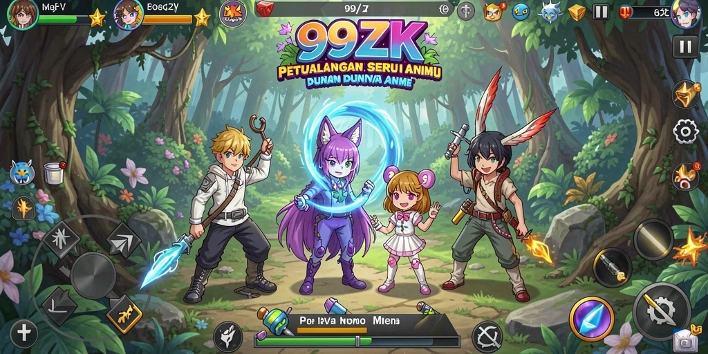 Tangkapan layar gameplay 99ZK menampilkan aksi seru karakter Anime.