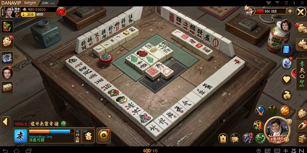 Tangkapan layar menampilkan gameplay seru dan desain ubin Mahjong.