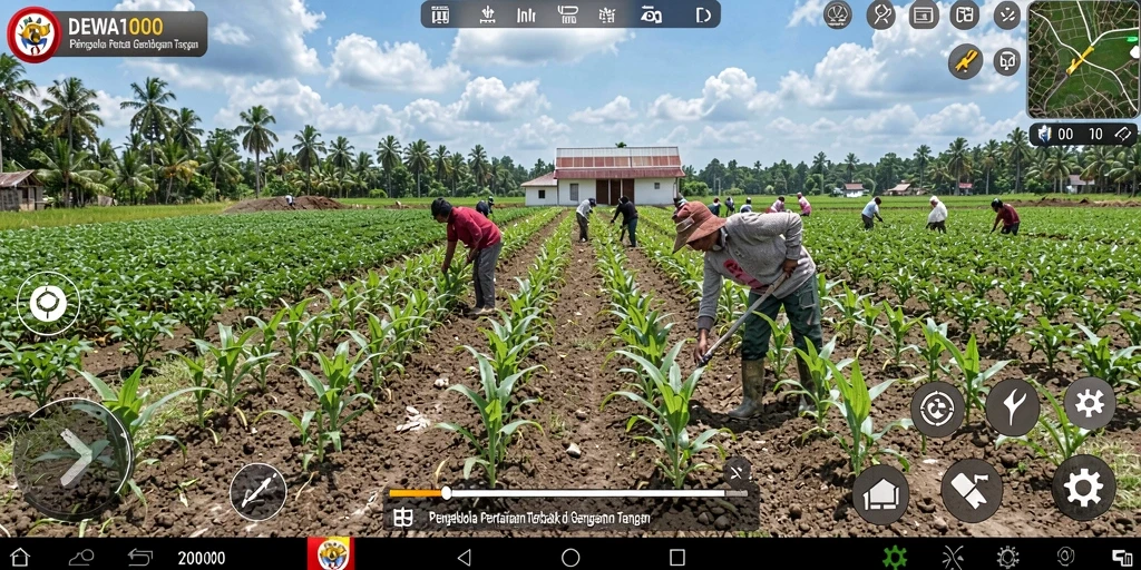 Tampilan gameplay DEWA1000 yang menakjubkan saat bertani dan merawat hewan.
