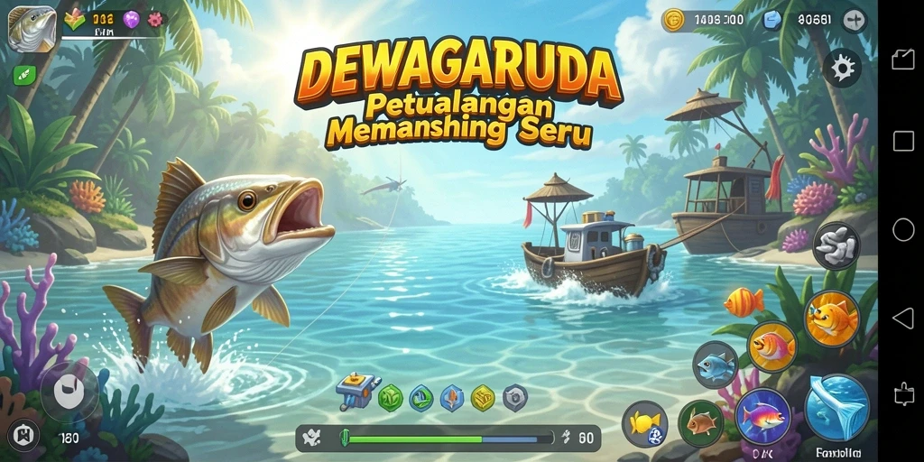Tangkapan ikan besar dalam gameplay DEWAGARUDA.