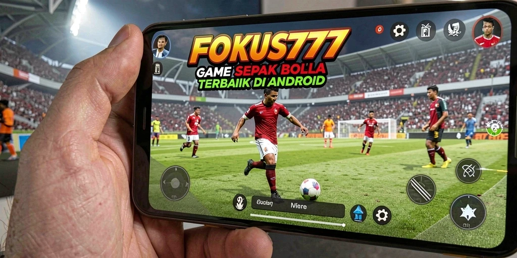 Screenshot utama FOKUS777 dengan aksi gameplay sepak bola yang seru.