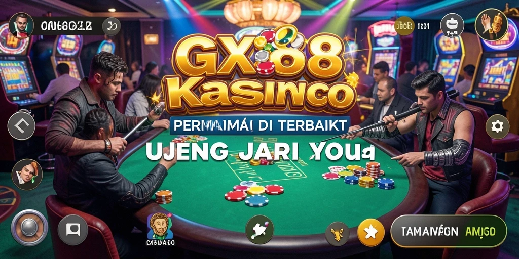 Tangkapan layar gameplay GX88 menampilkan suasana kasino yang menegangkan.