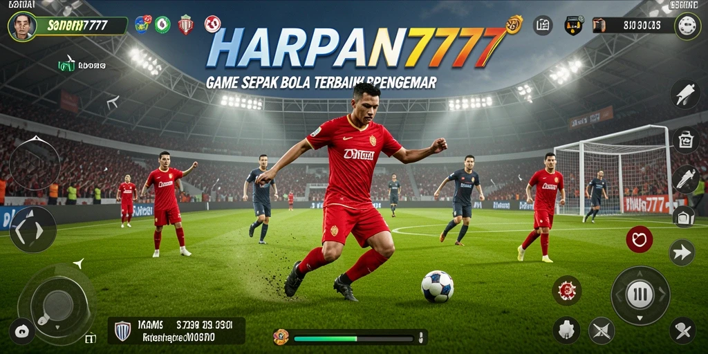 Tangkapan layar dari gameplay <strong>HARAPAN777</strong> menampilkan aksi sepak bola yang mendebarkan.