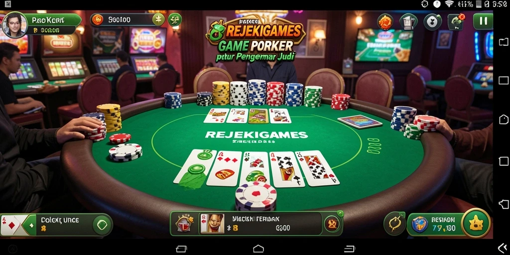 Tampilan utama gameplay yang menarik di game poker.