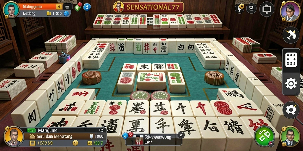 Gameplay seru Mahjong di SENSATIONAL77 dengan level menantang.